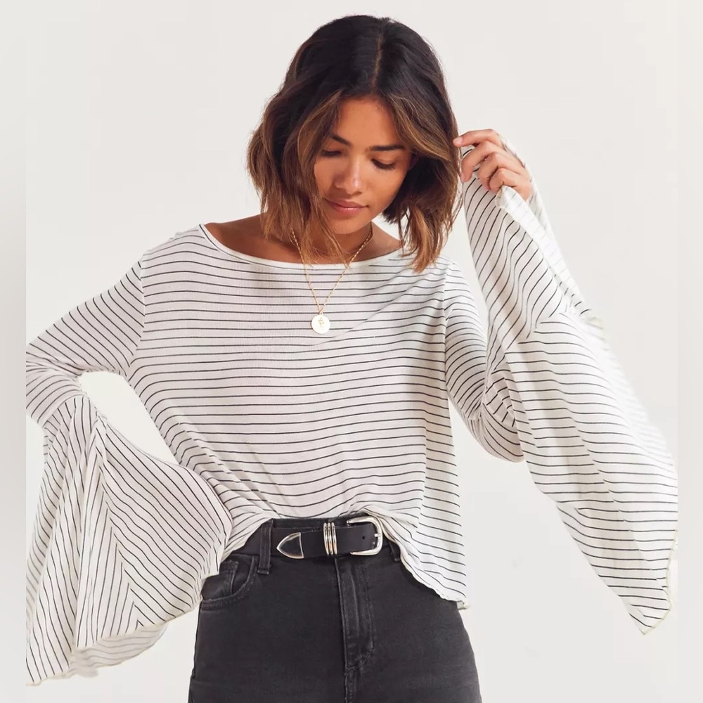Kimchi Blue Vera Long Sleeve Striped Ruffle Top
